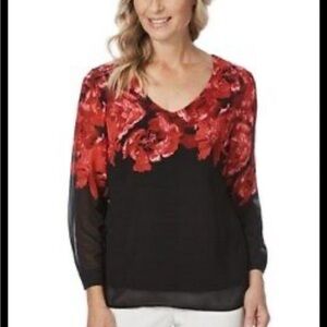 Calvin Klein Women's  Long Sleeve Floral Blouse  Size 2X